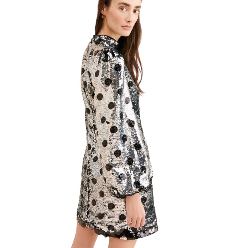 Sister Jane Olympic Sequin Mini Dress Black/Silver Sz S - Picture 9 of 13